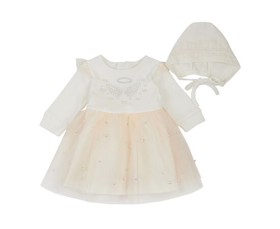  Комплект (сукня з фатином та перлинками + чепчик) для дівчинки К15ІН010, image 1 